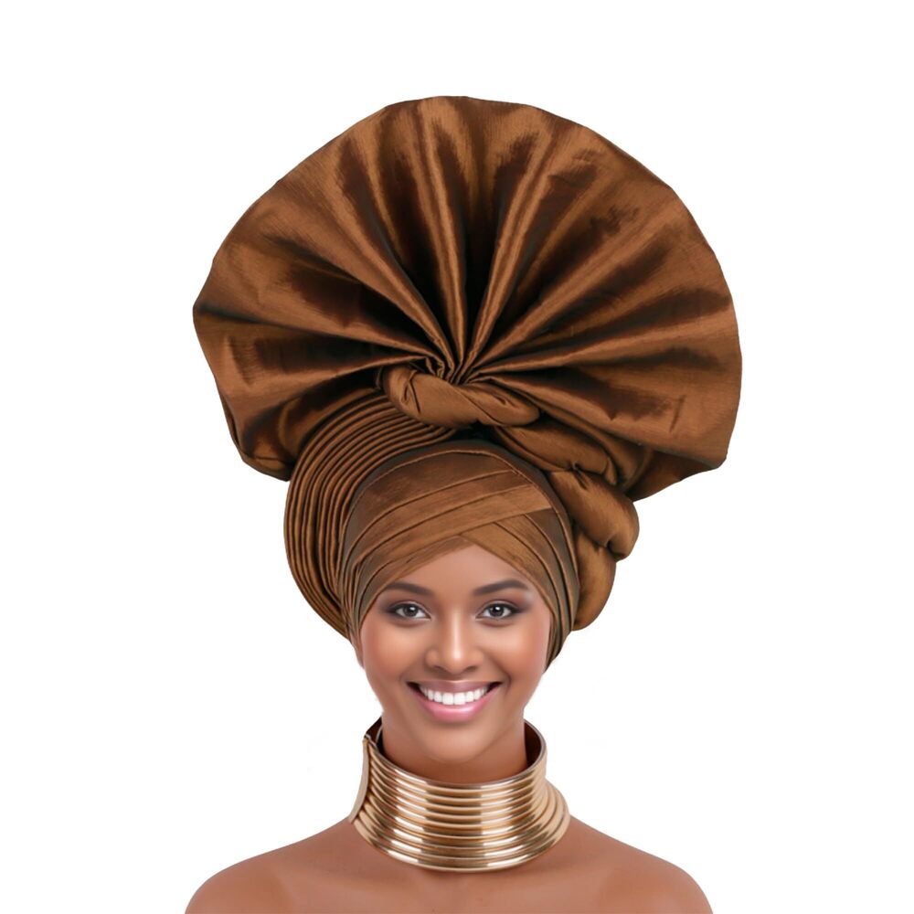 6671 African Headwrap – Automatic Gele Pre-Tied Headscarf, Ready-to-Wear